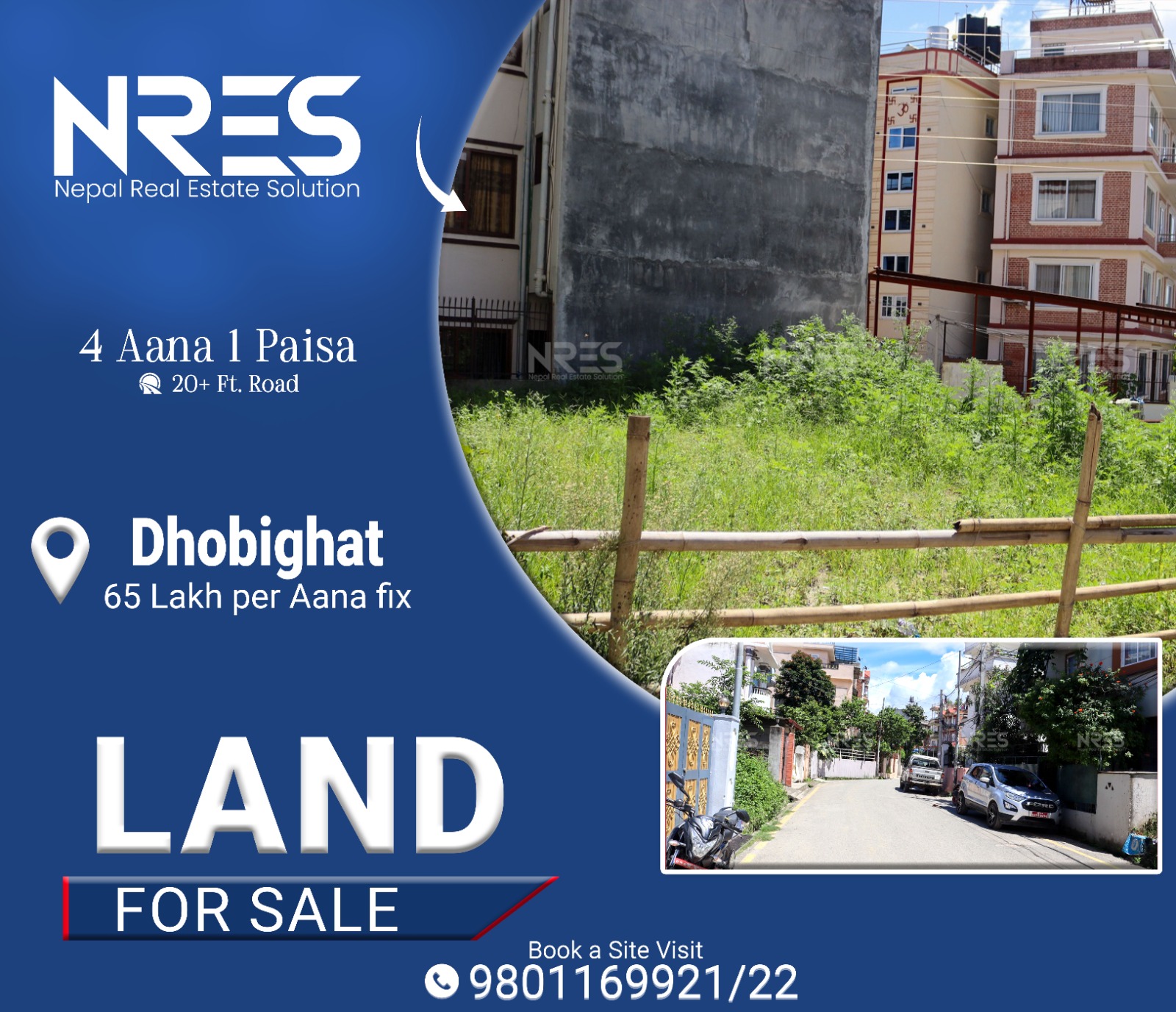 4 Aana Residential Land for Sale in Dhobighat, Lalitpur | North-East Facing Plot with 20+ Feet Road Access